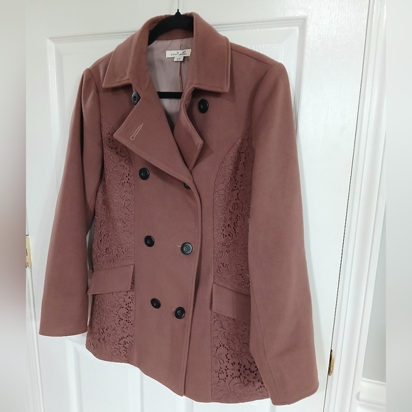 Simply Noelle Jackets & Blazers - Simply Noelle Double Breasted Peacoat  Lace Detail Boho Casual Preppy Academia